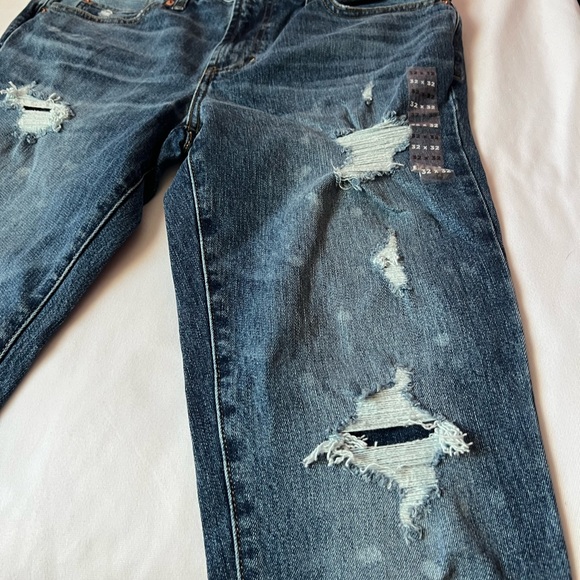 NEW Pac Sun Jeans Mens 32 X 32 Blue Denim Stacked Skinny Stretch Distressed Pant - Picture 9 of 10